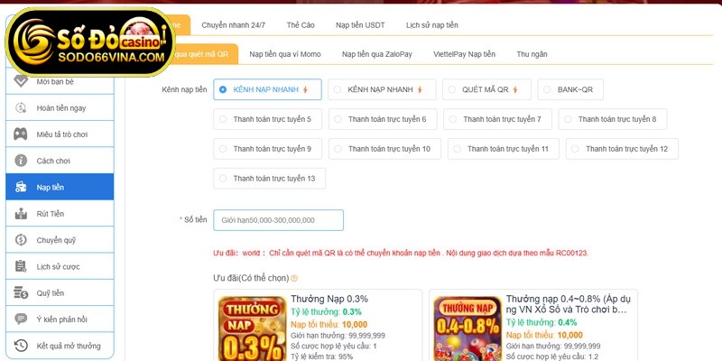 Chúng tôi cung cấp đa dạng phương thức nạp rút cho bạn lựa chọn 