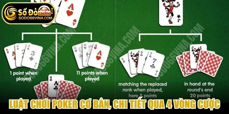 Luật chơi Poker cơ bản, chi tiết qua 4 vòng cược